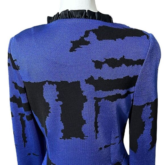 Toula Blue and Black Knit Jacket with Ruffles Sz 6 NWT - Picture 3 of 14